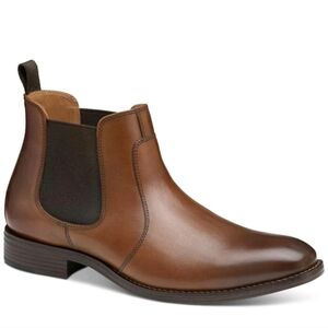 NIB Johnston & Murphy Men's Lewis Chelsea Boots 8.5 Tan Full Grain Leather